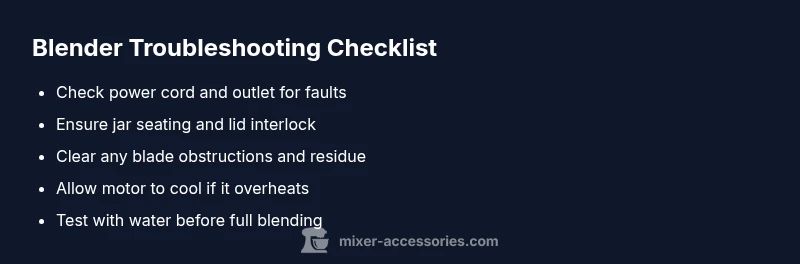 Checklist for blender troubleshooting in a kitchen
