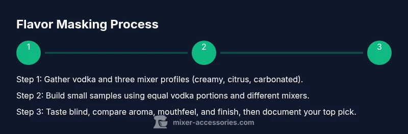 Process diagram showing three mixer profiles for masking vodka flavor