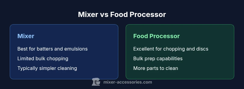 Comparison infographic of mixer vs food processor