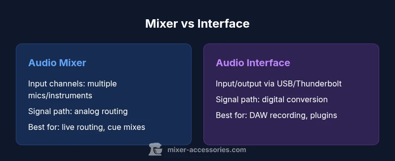 Comparison infographic showing mixer vs interface