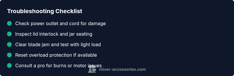 Infographic checklist for troubleshooting a mixer grinder